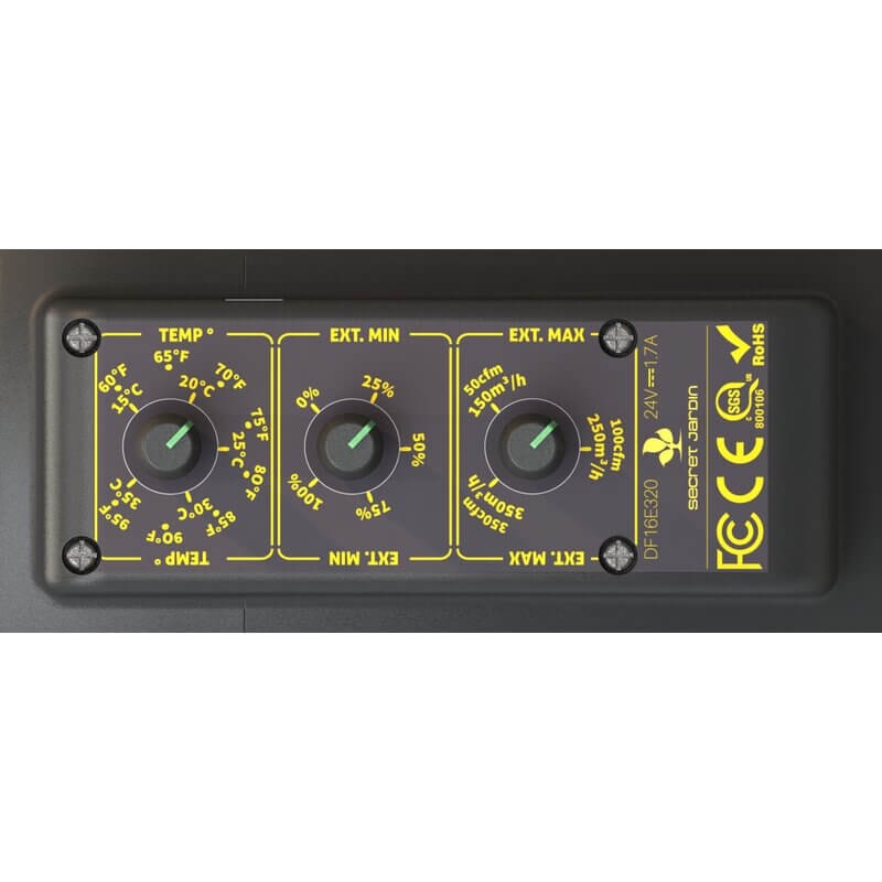 Secret Jardin DF16 Extractor EC Fan 150-250-350m³h Temp. Controlled Details 2